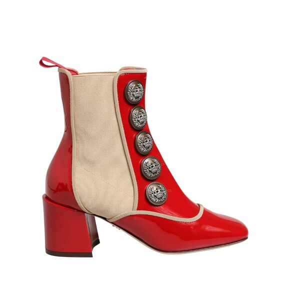 Dolce & Gabbana Shoes - Dolce & Gabbana Red Button Embellished Ankle Boots Women's Shoes